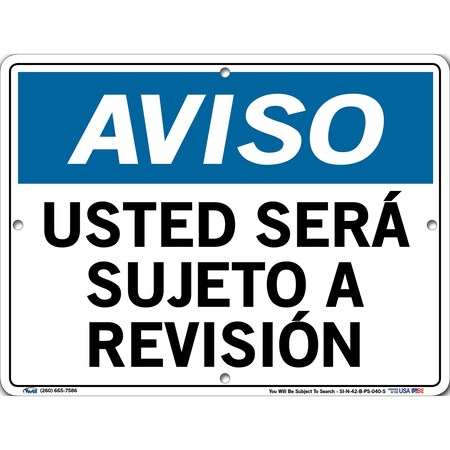 Vestil Polystyrene Sign, 9-1/2" Height, 12-1/2" Width, Polystyrene, Rectangle, Spanish SI-N-42-B-PS-040-S